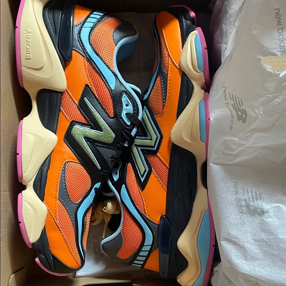 New Balance 9060 Vibrant Orange and Black Sneakers